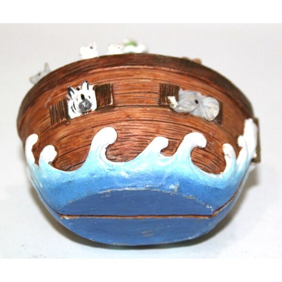 Noahs Ark Ceramic Hinged Opens Up Surprise Animals Inside Christmas Christian 3" - Picture 4 of 10